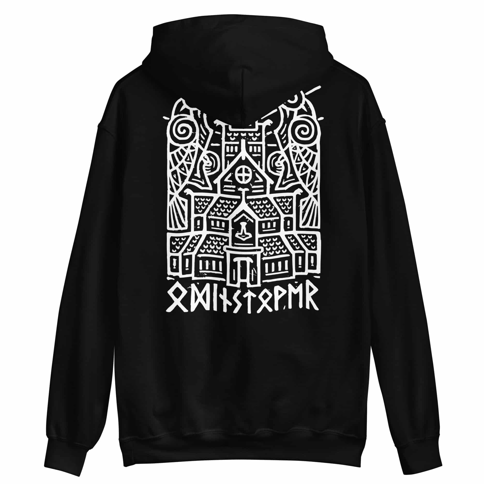 thumbnail image 2 of Viking Ship Lineart Hoodie For Men - Black/Navy Pullover By Neverless 2 of 5